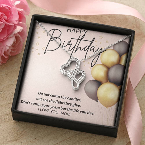 Moms Birthday Double Hearts Necklace