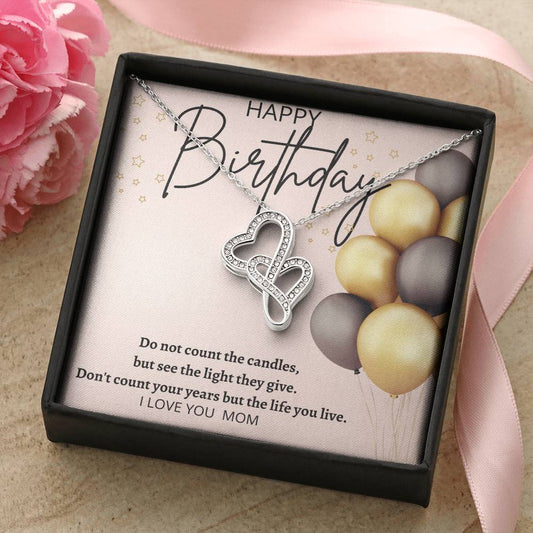 Moms Birthday Double Hearts Necklace