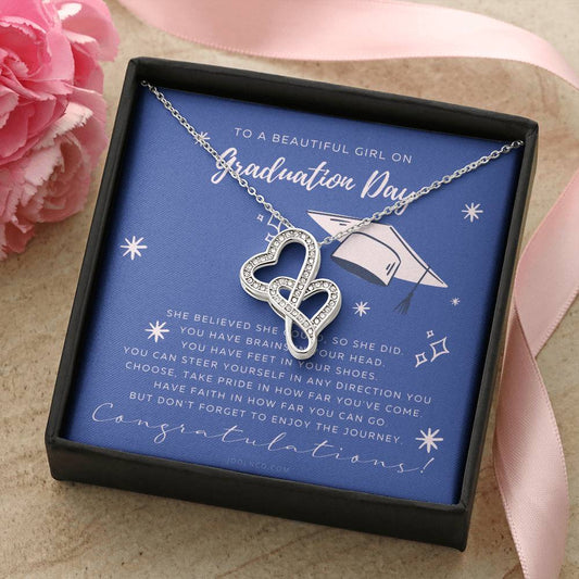 Happy Graduation Your Future Is Bright Daughter Necklace Class Of 2021 Graduation Necklace Card Gift Necklace For Daug Double Hearts Necklace