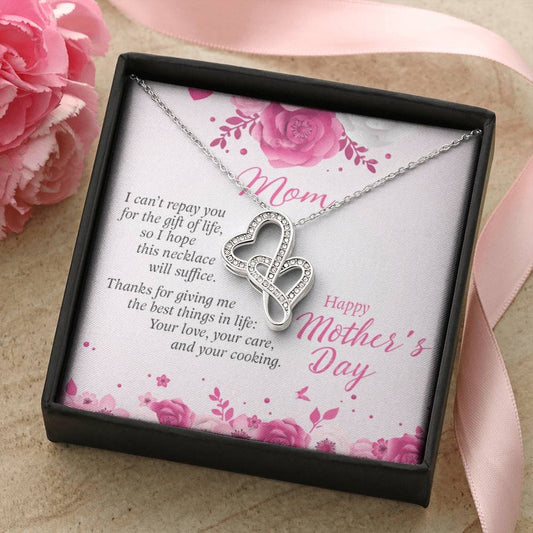 To My Mom Necklace Double Hearts Necklace
