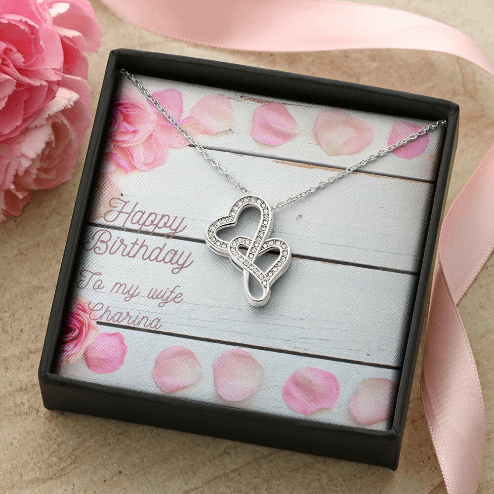 Happy Birthday For My Wife Double Hearts Necklace