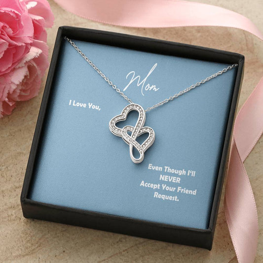 Mom - Friend Request Hearts Together Double Hearts Necklace