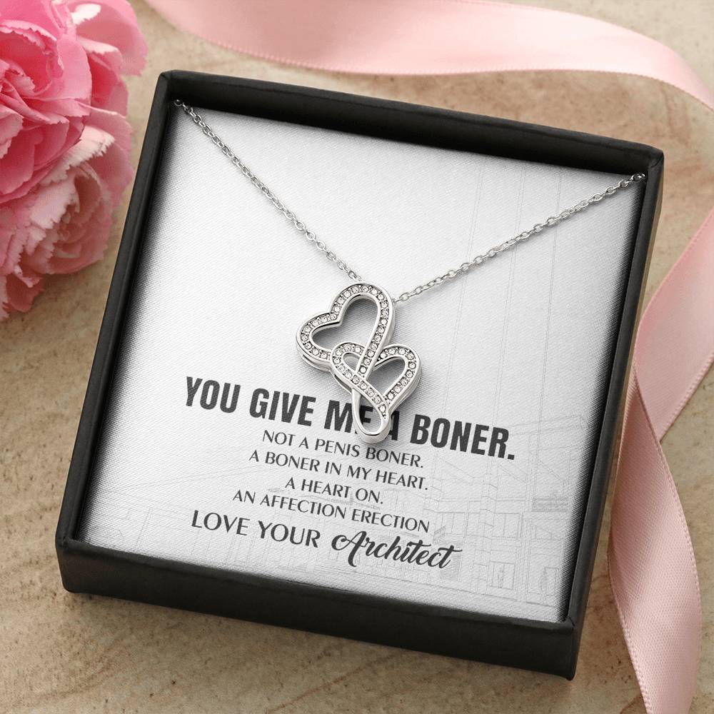 You Give Me A Heart Boner An Affection Erection  Funny & Sarcastic Love For Her Mature Best Fu 2 Double Hearts Necklace