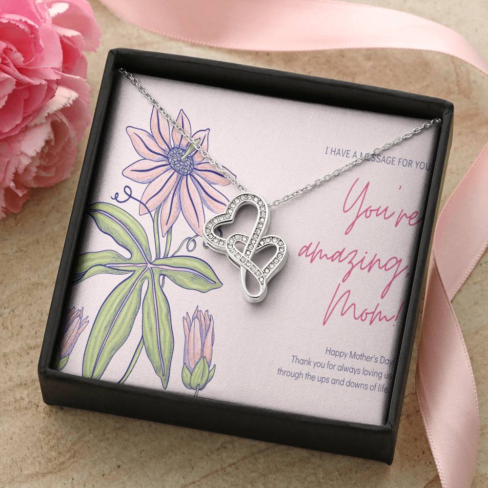 To My Mom 5 Double Hearts Necklace