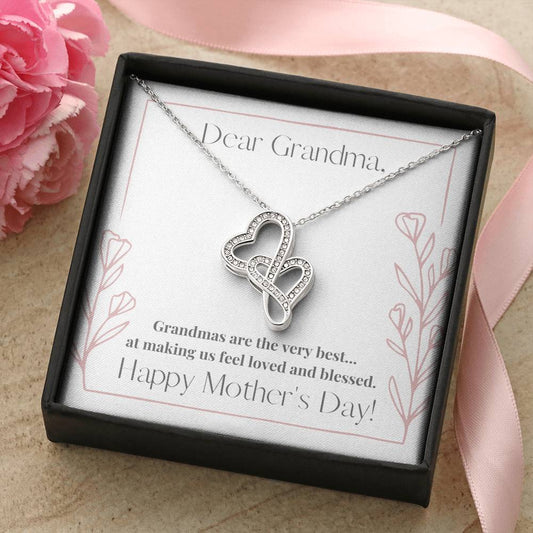 Dear Grandma  Double Hearts Necklace