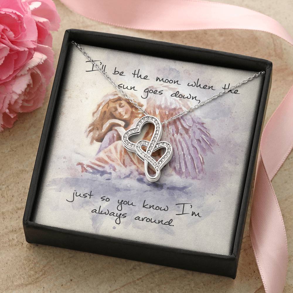 Double Heart Necklace– Angel Message Card Double Hearts Necklace