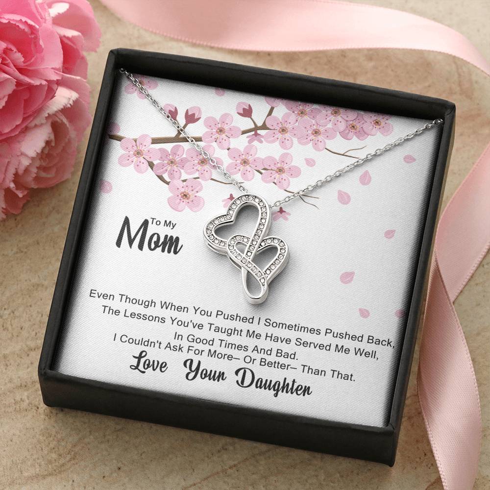 To My Mom - Best Gift For Mom Double Hearts Necklace