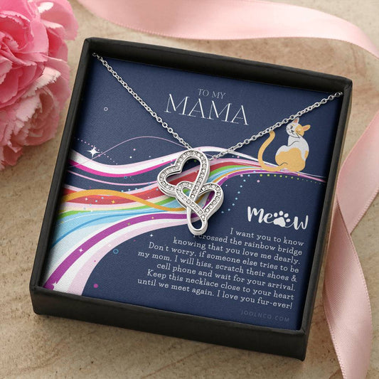 To My Cat Mama Cat Loss Gifts Rainbow Bridge Cat Pet Sympathy Gift Cat Loss Necklace Until We Meet Again Necklace Loss Double Hearts Necklace