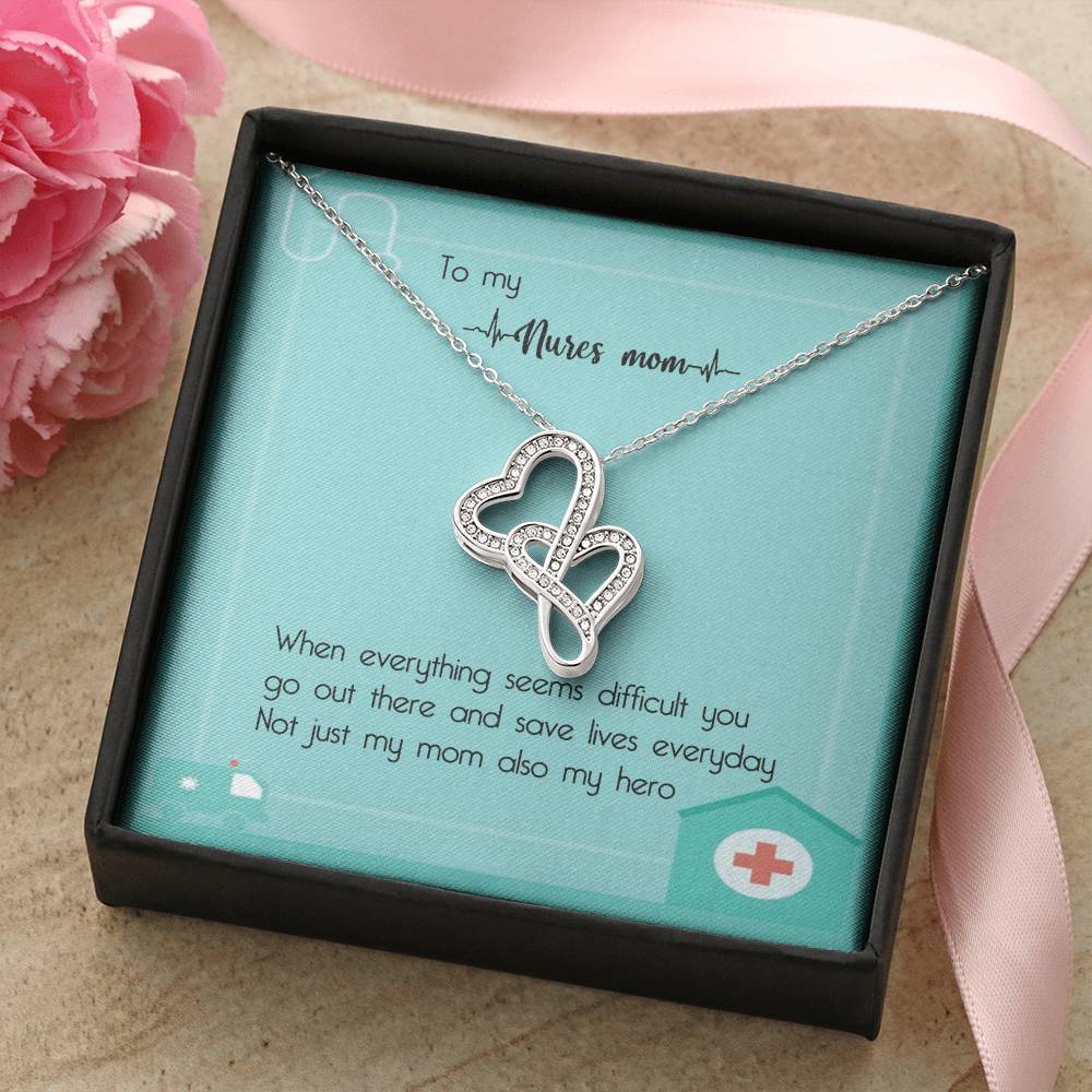 Nures Mom Gift  Nures Necklace Double Hearts Necklace