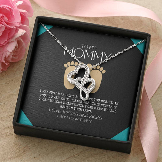 Baby Shower Gift New Mommy Necklace Pregnant Wife Gift To My Mommy I May Just Be A Bump But I Love You More Than You E 1 Double Hearts Necklace