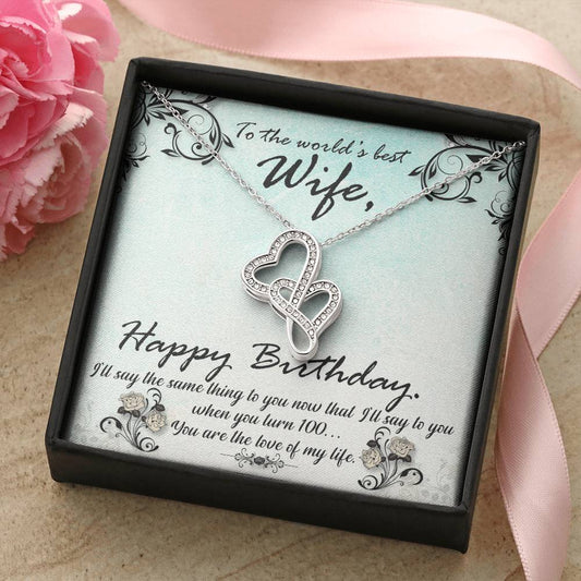 To My Wife Necklace Gift Anniversary Gift Gifts For Her Christmas Gift For Wife Birthday Gift G 3 Double Hearts Necklace