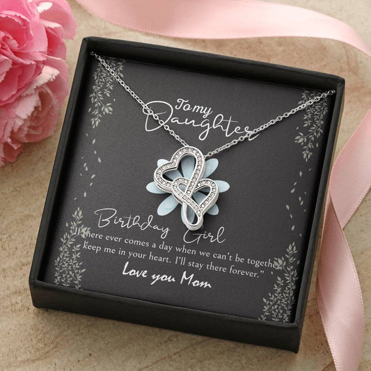 To Daughter From Dad 2 Double Heart Necklace Gift - Gifts For Daughter Gifts For Her - Birthday Gifts - Daughter Gift  Double Hearts Necklace
