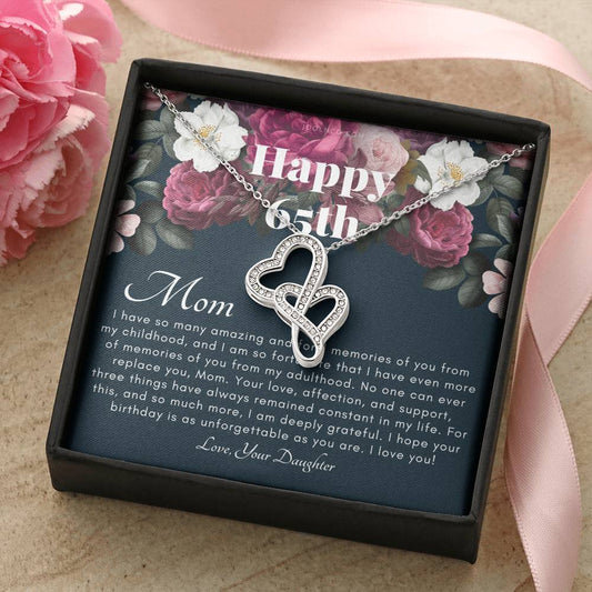 Mother's 65Th Birthday Gift  Gift For Mom On Her Birthday  Gift For Mom From Daughter  Mom Necklace  Best Mom Gift Mes Double Hearts Necklace