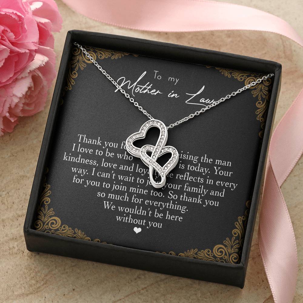To My Mother In Law Thank You For Raising The Man I Love  1 Double Hearts Necklace