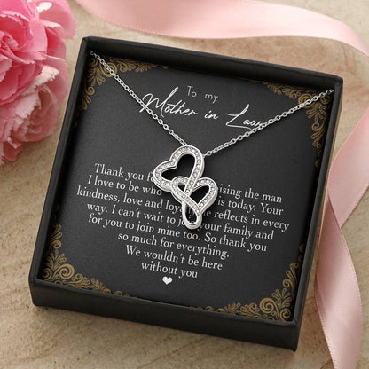 To My Mother In Law Thank You For Raising The Man I Love  1 Double Hearts Necklace