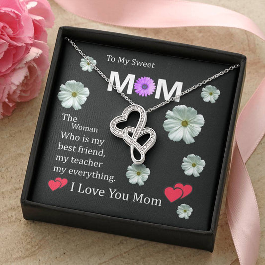 To My Mom Double Hearts Beautiful Necklace Gift For Mom Double Hearts Necklace
