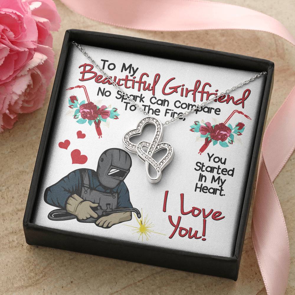 Welder's Girlfriend -  Double Hearts Necklace