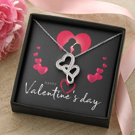 Happy Valentine's Day Necklace -  Message Card - Necklaces For Women - Future Mrs. Necklace - En 1 Double Hearts Necklace