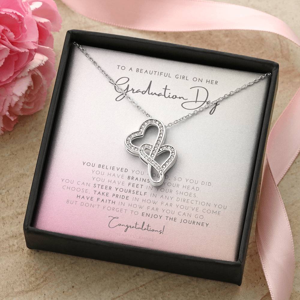 Graduation Necklace For Her College Graduation Gift High School Senior Graduation Master Mba Phd Class Of 2021 Double Hearts Necklace