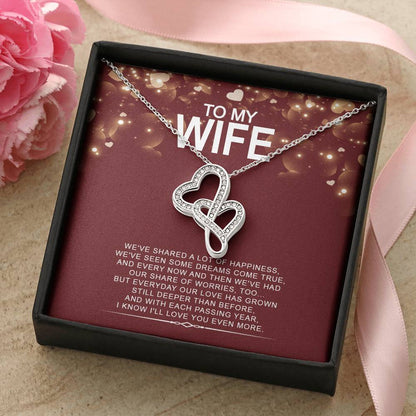 To My Wife - I Love You Message - Tmw03 Double Hearts Necklace
