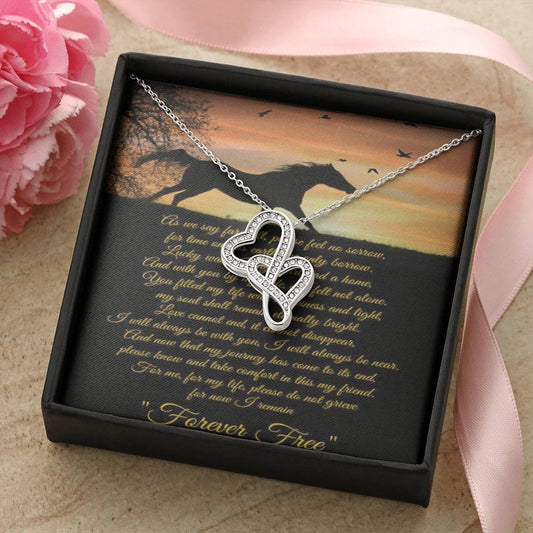 Horse Lover Condolences Gift Two Interlocking Hearts In Memory Necklace Loss Of Beloved Horse Forever Free Double Hearts Necklace