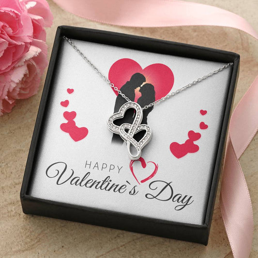 Happy Valentine's Day Necklace -  Message Card - Necklaces For Women - Future Mrs. Necklace - En Double Hearts Necklace