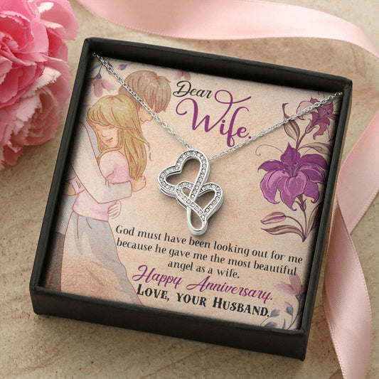 God Gave Me The Most Beautiful Angel As A Wife Double Hearts Necklace