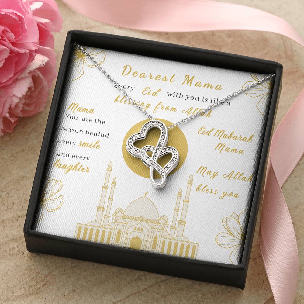 Beautiful Eid Gift For Mama- Blessing From Allah - Double Hearts Necklace