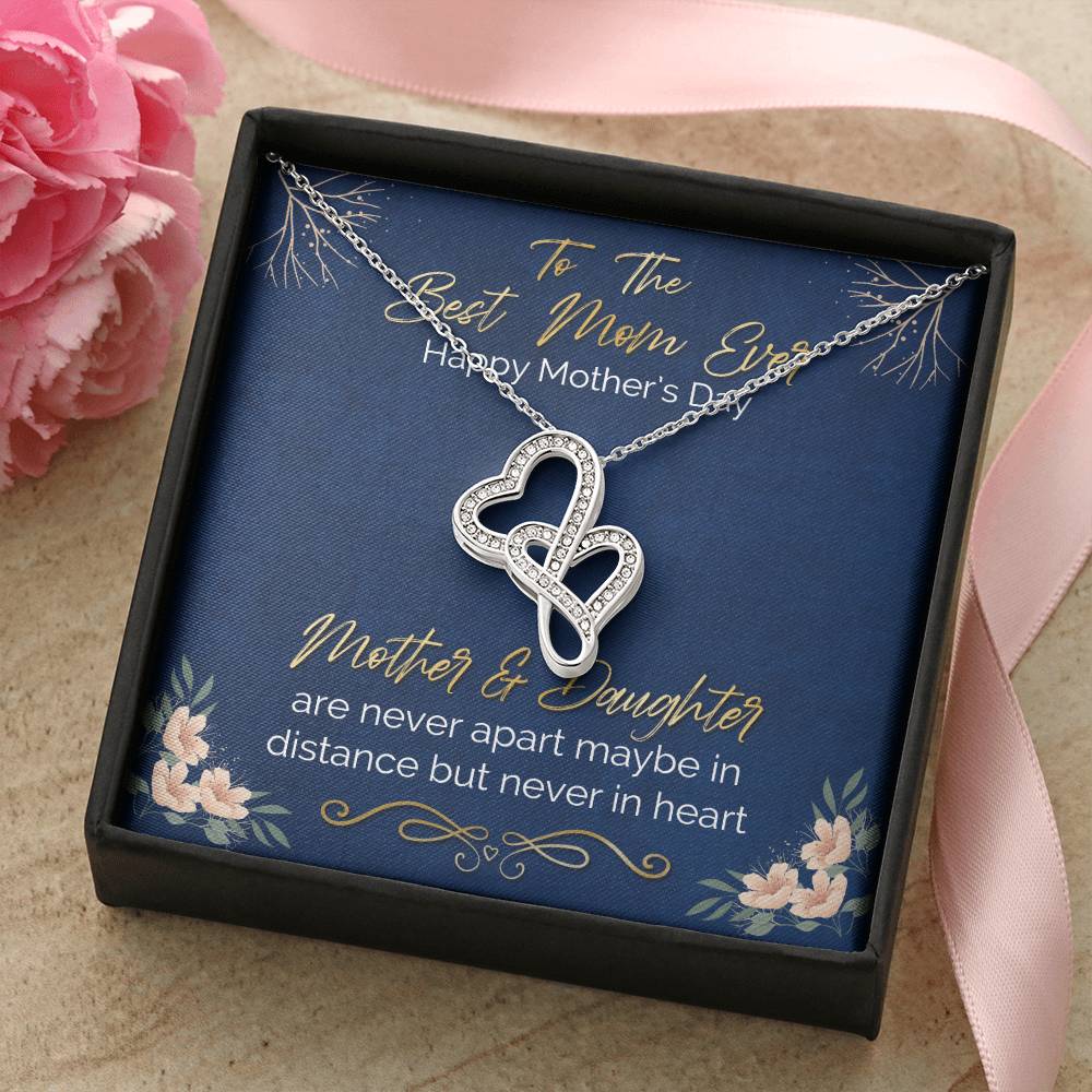 Happy Mother's Day Gift From Daughter Double Hearts Necklace