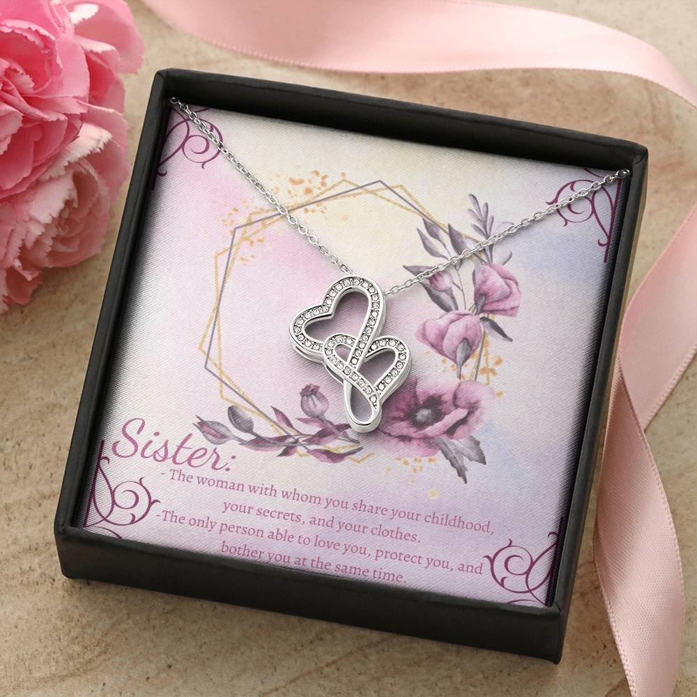 Sisters Necklace Sister Gift Sister Birthday Gift Big Sister Gift Giggles  Gift For Sister Double Hearts Necklace