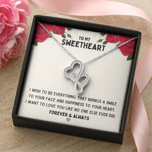 To My Sweetheart - Love You More Than Anyone - Double Heart Necklace Double Hearts Necklace