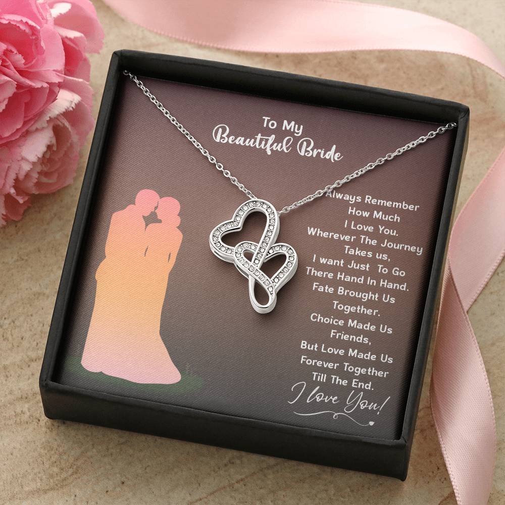 To My Beautiful Bride Double Hearts Necklace