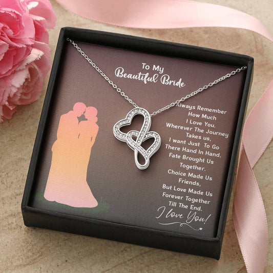 To My Beautiful Bride Double Hearts Necklace