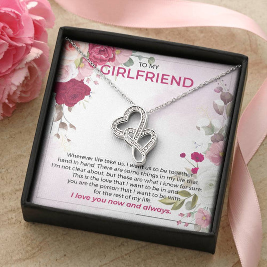To My Girlfriend  Double Hearts Necklace