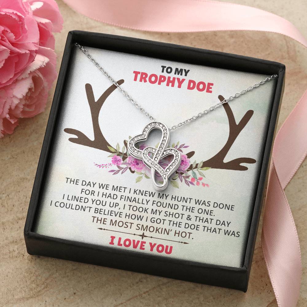 Stepped Into Range  Wedding Day Gift Her  Hunting Gift For Her  Gift For Girlfriend  Gift For Fiancé  Valentines Day G Double Hearts Necklace