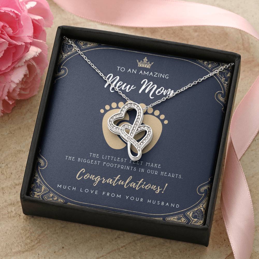 Gift For Pregnant Wife  Mom To Be Gift  New Mommy Necklace  To Mommy To Be  New Mom Jewelry    B Double Hearts Necklace