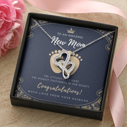 Gift For Pregnant Wife  Mom To Be Gift  New Mommy Necklace  To Mommy To Be  New Mom Jewelry    B Double Hearts Necklace