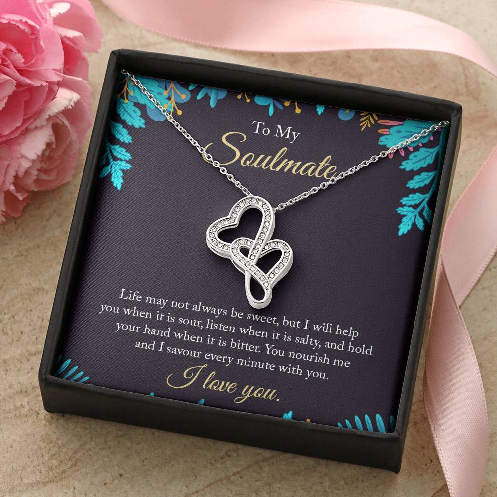 To My Stunning Soulmate  Jewelry Gifts For Her Unique Romantic Gift Soulmate Jewelry For Her To My Soulmate Necklace F Double Hearts Necklace