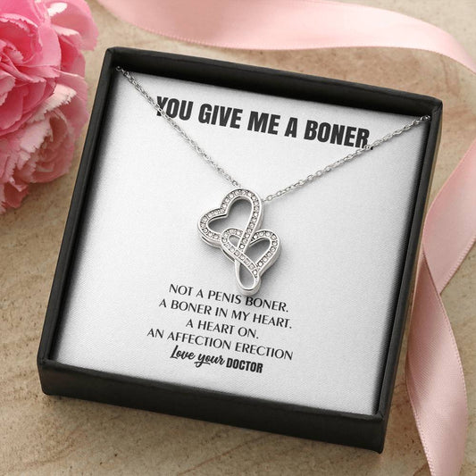 You Give Me A Heart Boner An Affection Erection  Funny & Sarcastic Love For Her Mature Best Fu 10 Double Hearts Necklace