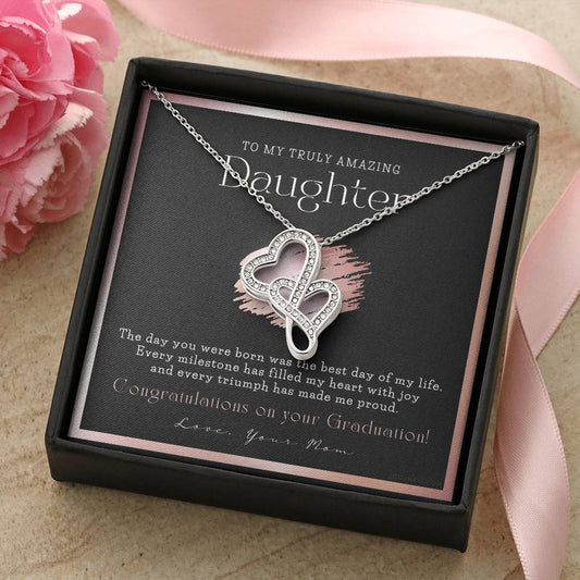 Graduation Gift Necklace For Daughter College Graduation Gift For Her High School Senior Graduation Mba Phd Master Cla 2 Double Hearts Necklace