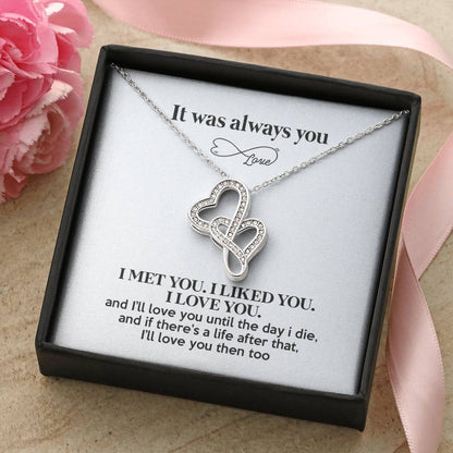 It Was Always You - Infinity Heart Necklace Double Hearts Necklace
