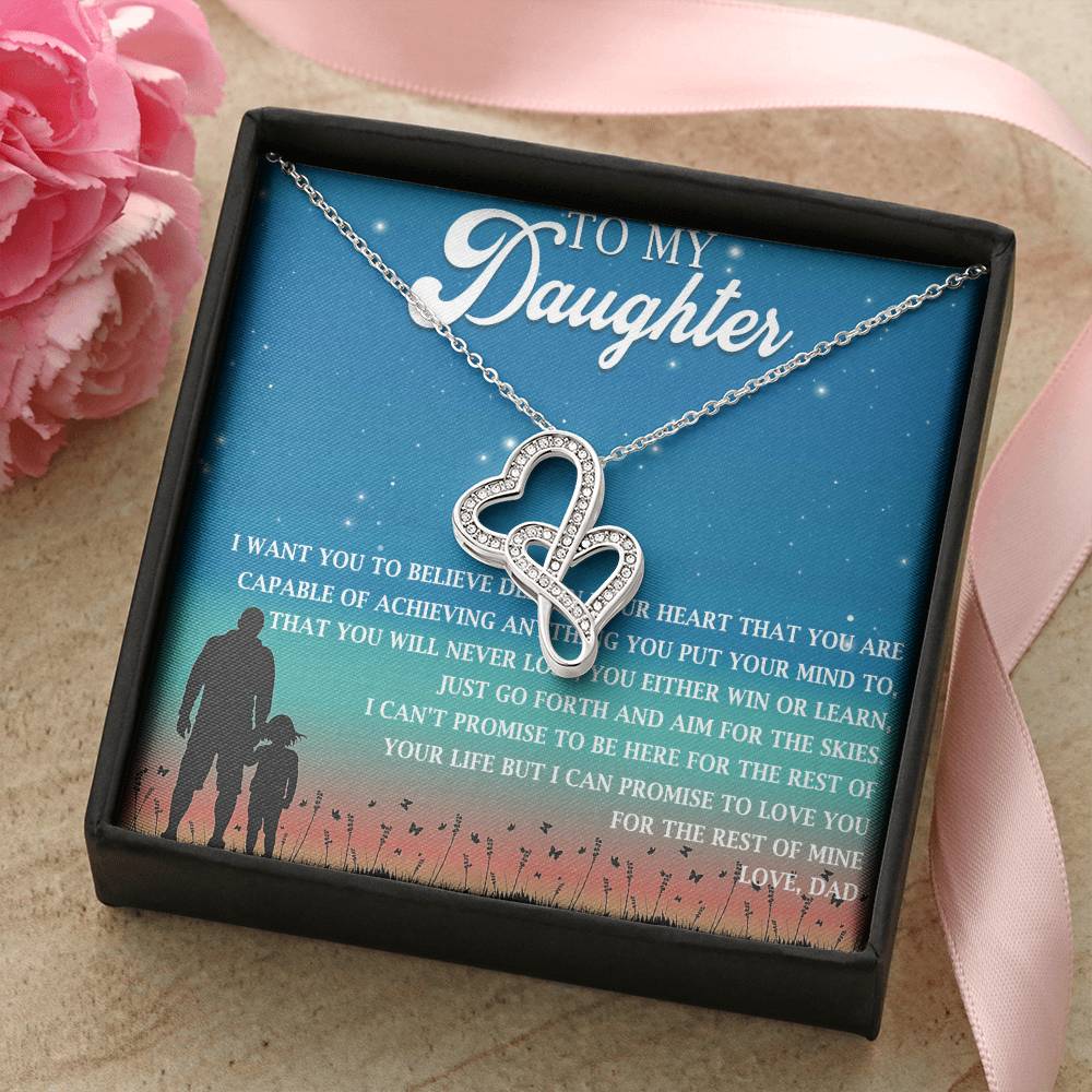 To Daughter From Mom Double Heart Necklace Gift Mom And Daughter No Matter Where You Go Gift From Mom Daughter Wedding 4 Double Hearts Necklace