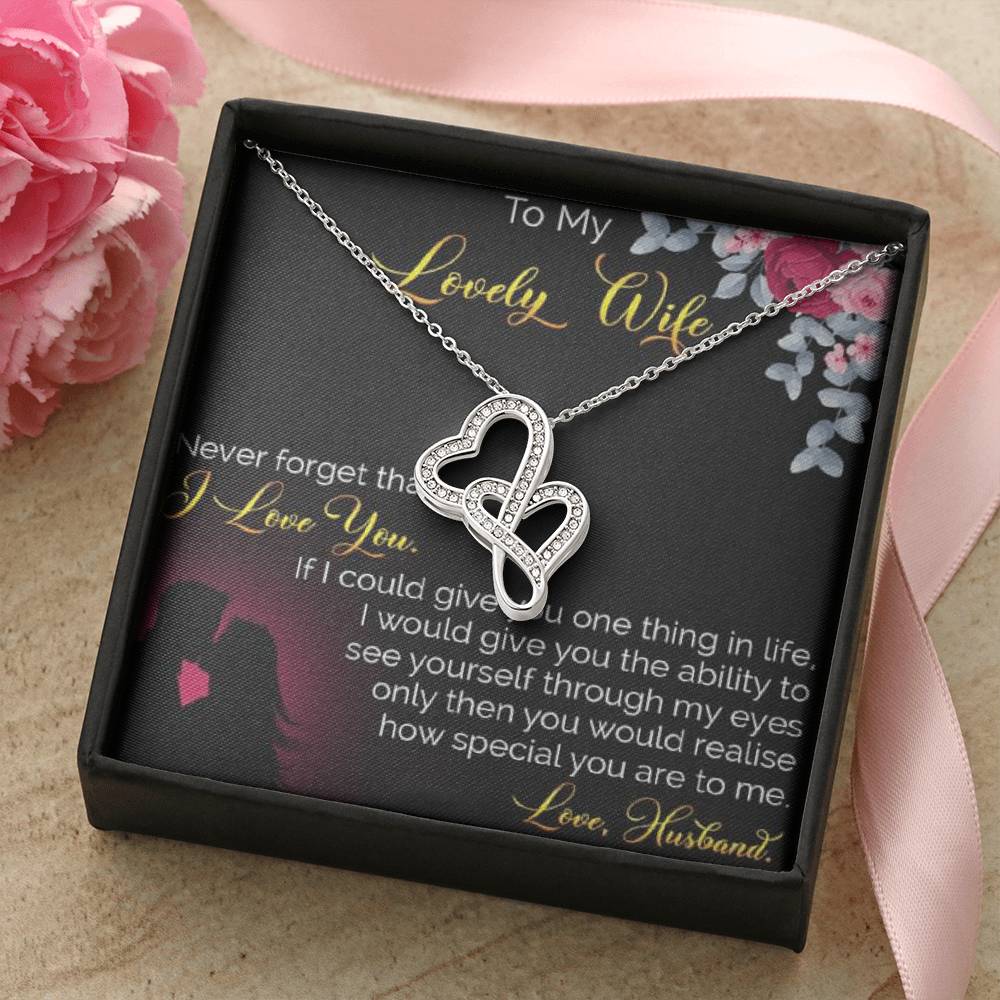 To My Lovely Wife 1 Double Hearts Necklace