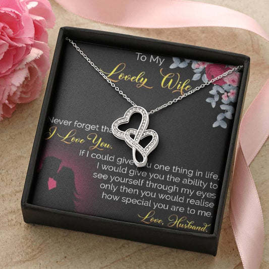 To My Lovely Wife 1 Double Hearts Necklace