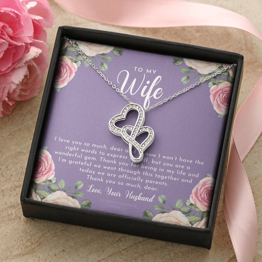 Postpartum Gift For Wife Gift For Wife Post Pregnancy Becoming A Mother Gift Gift For Wife Birth Wife After Pregnancy  5 Double Hearts Necklace