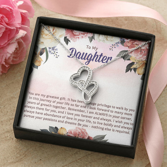 To My Graduation Daughter Double Heart Necklace Gift - Gift For Daughter From Mom - Daughter's Birthday - Daughter's G 2 Double Hearts Necklace