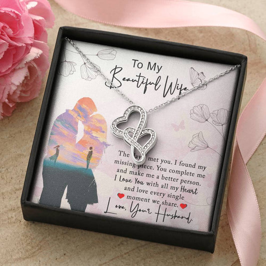 Gift For Wife Wife Necklace Wife Wife Gift Wife Jewellery Gift For Her Two Hearts Necklace Anniversary Gift Wedding Gi Double Hearts Necklace