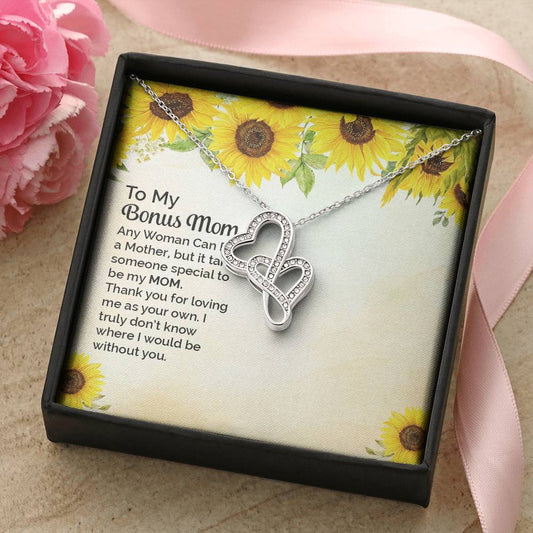 To My Bonus Mom -  Double Hearts Necklace