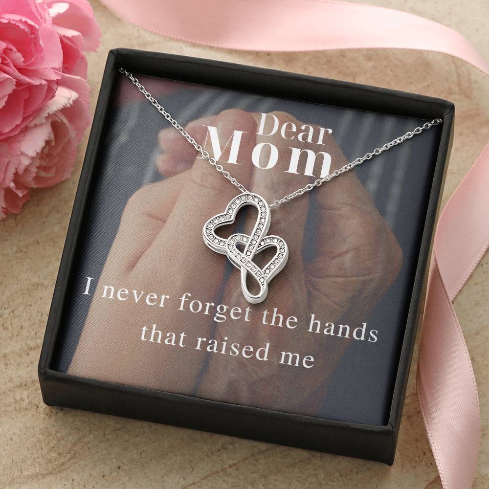 I Never Forget The Hands That Raised Me - ! Double Hearts Necklace