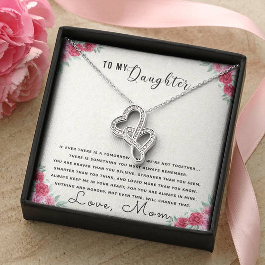 To My Daughter Necklace - Happy Mother's Day Gift For Daughter From Mom - Mother's Day Necklace For Daughter - Mom To  Double Hearts Necklace